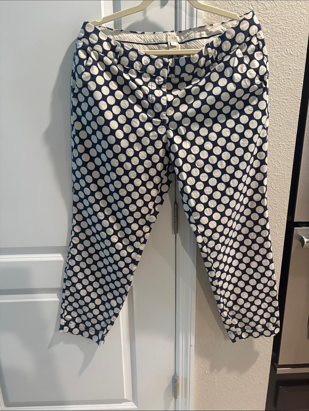 J. Crew Navy and White Polka Dot Chinos